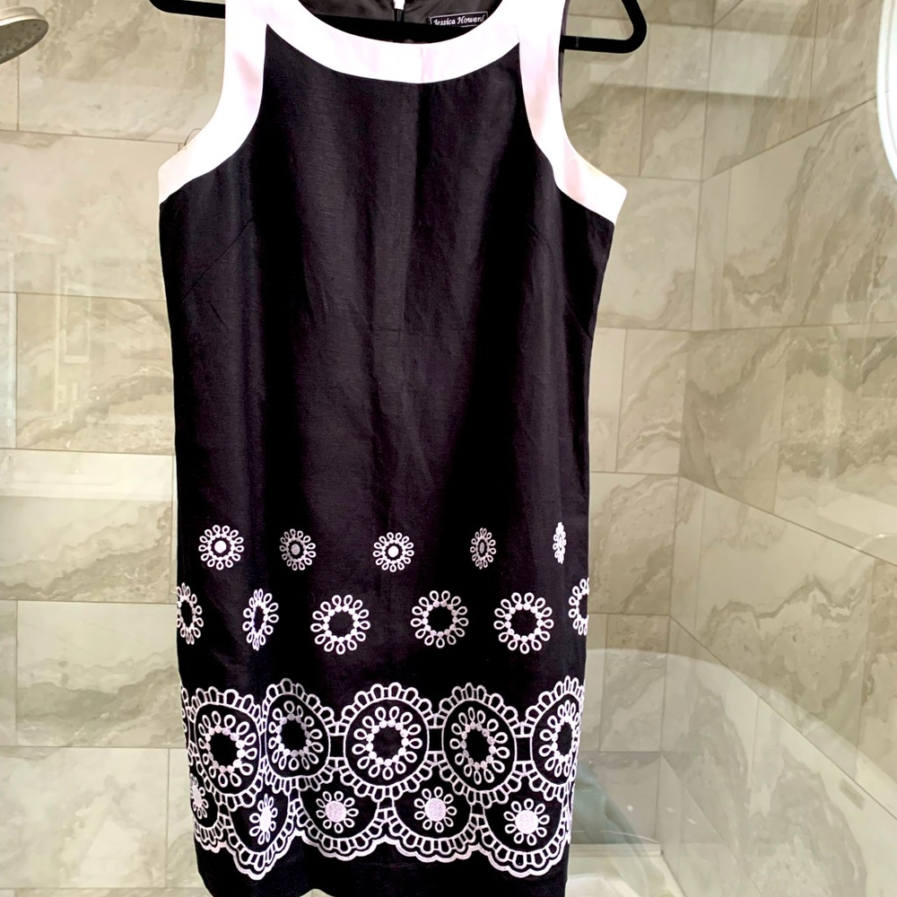 Classy black and white embroidered sheat dress
